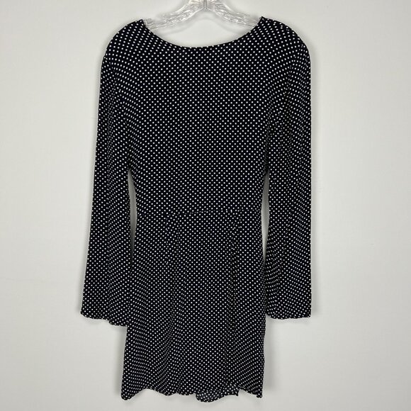 Topshop Womens Blue Polka Dot Long Sleeve Mini Dress Tortoise Ring size 2 - Picture 6 of 13